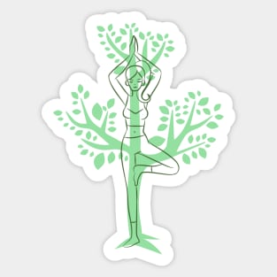 Simple Yoga Tree Pose Nature Sticker